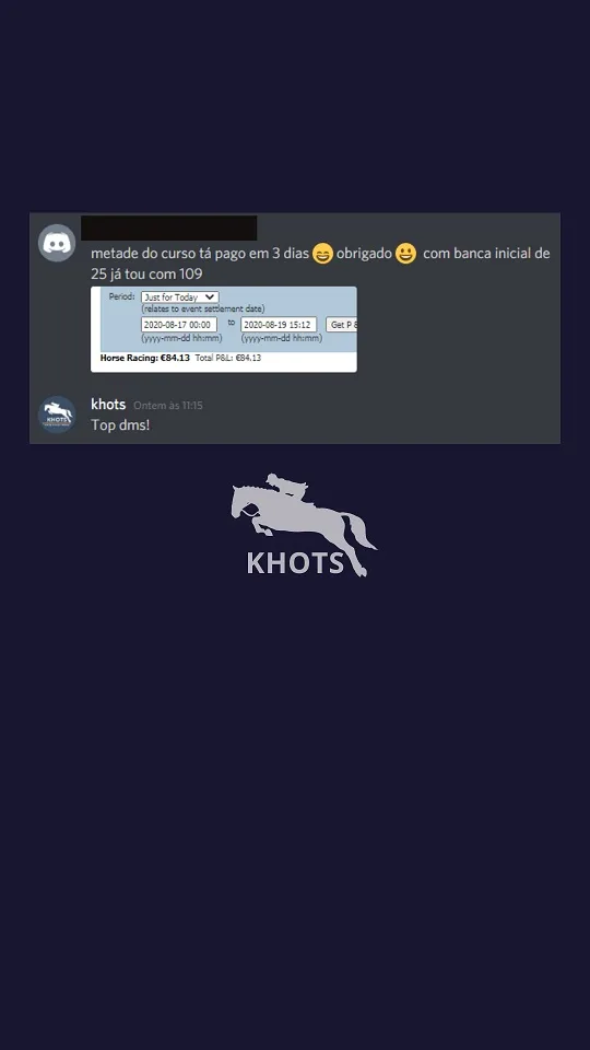 Mensagem de aluno sobre o curso