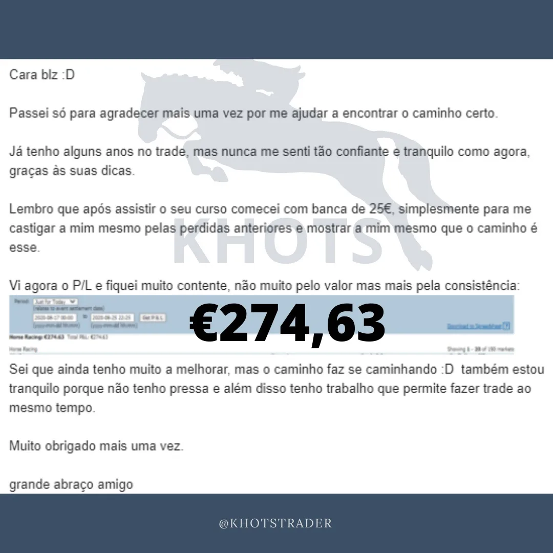 Mensagem de aluno sobre o curso