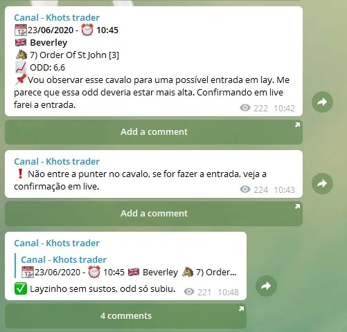 Tip enviada no grupo do Telegram